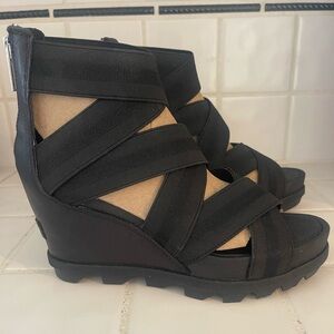 SOREL Joanie II Strappy Wedge Black Sandal